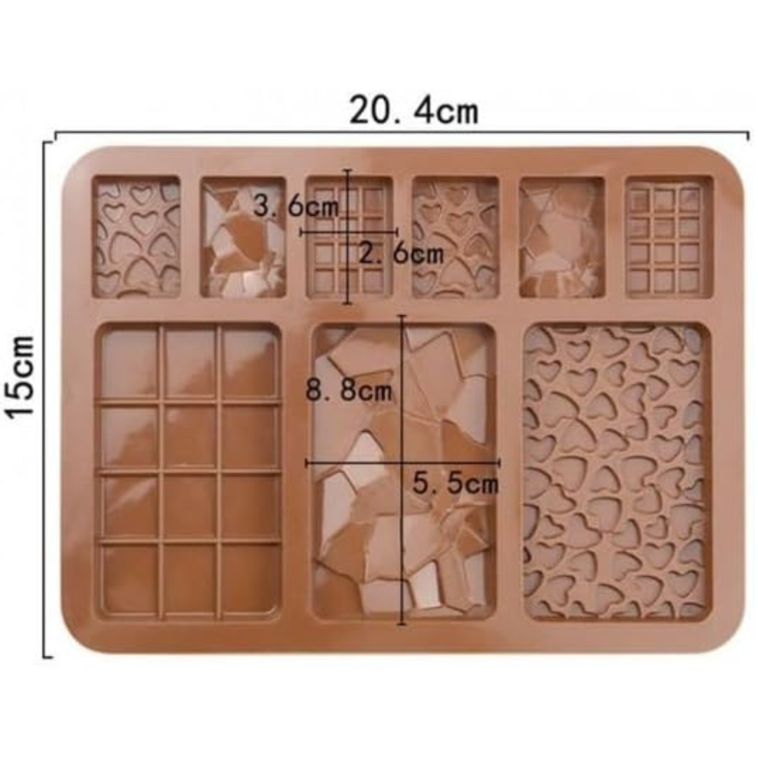 Molde 9 Espacios Chocolate Forma Mixtas