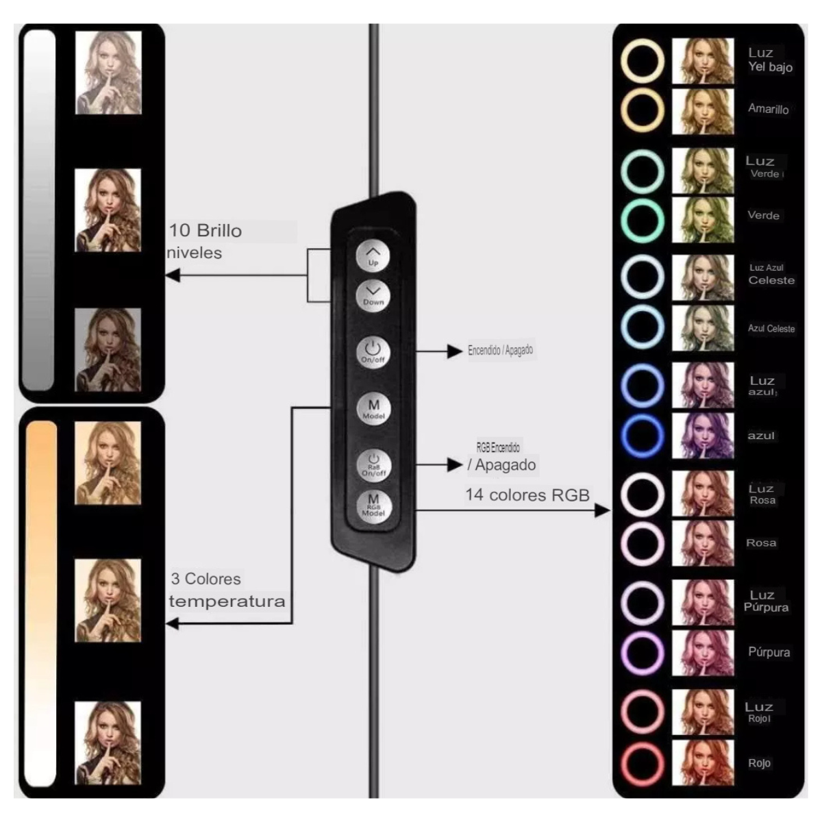 Aro Led 26cm Tripode 210cm Con Soporte Celular