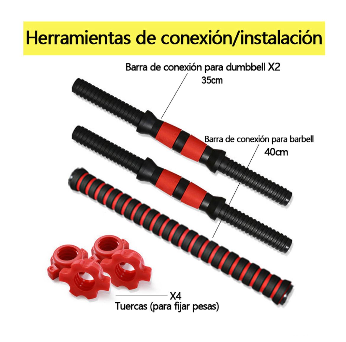 Set Mancuernas Y Barra Unibles 15kg Fitn